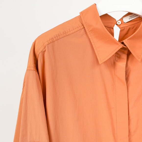 Dorothee Schumacher Spring 2019 Orange Taffeta Oversized Button-Up Shirt - Picture 5 of 10